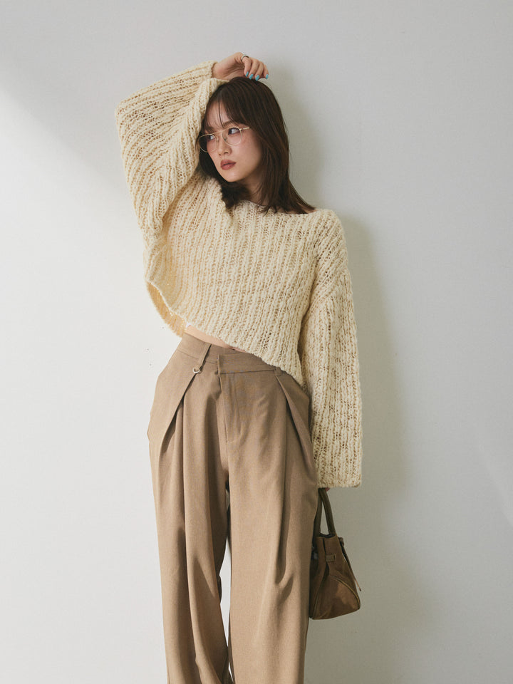 【Allure】[SET]クロップドチャンキースラブニットプルオーバー+クロップドチャンキースラブニットプルオーバー(2set)