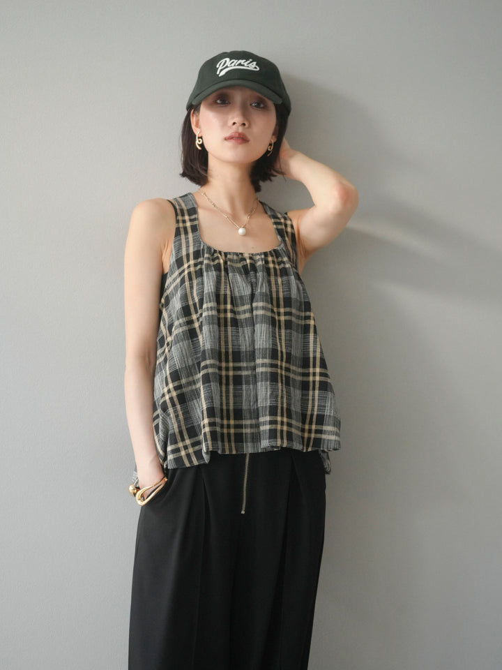 [予約]チェッククロスキャミプルオーバー/ブラック