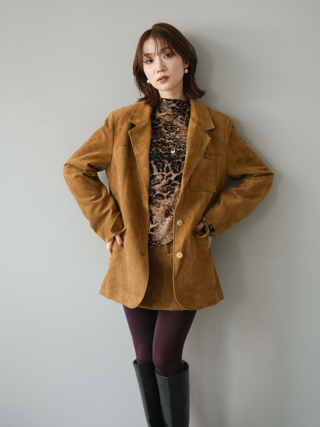 [SET]スエードジャケット＆ミニスカートSET UP(2set)