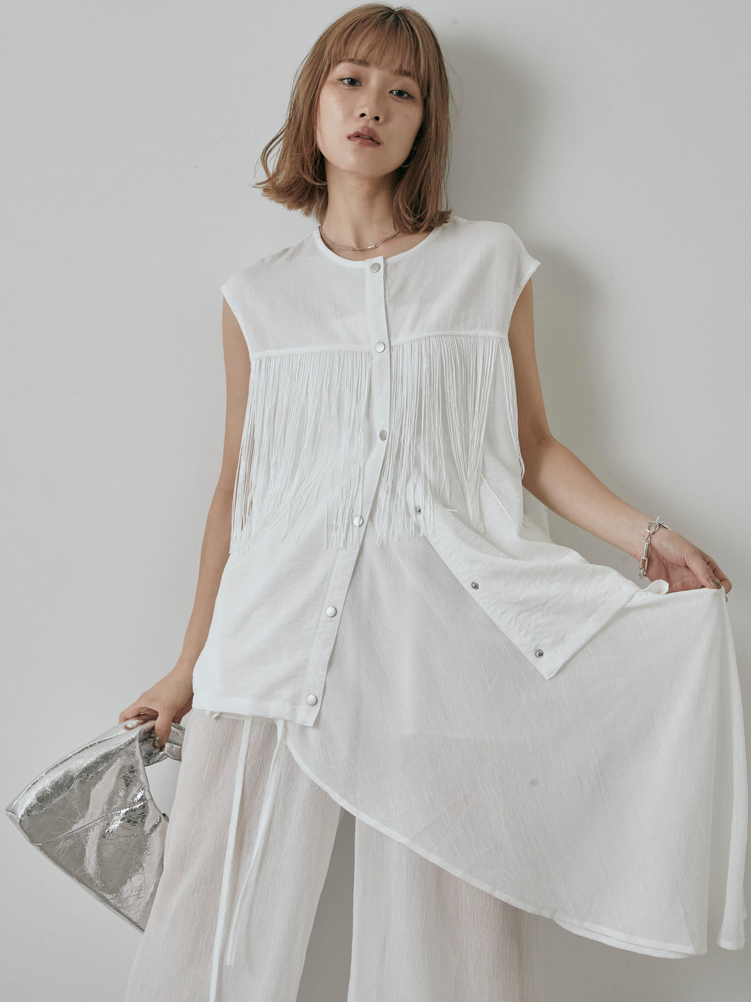 [予約]フリンジノースリブラウス/オフ