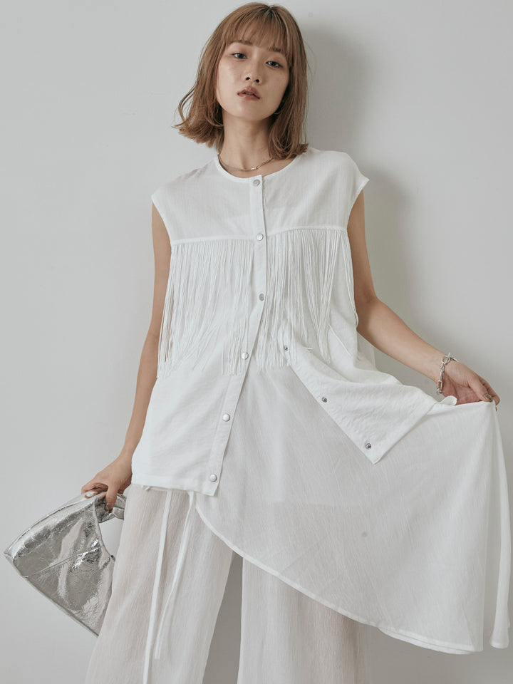 [予約]フリンジノースリブラウス/オフ