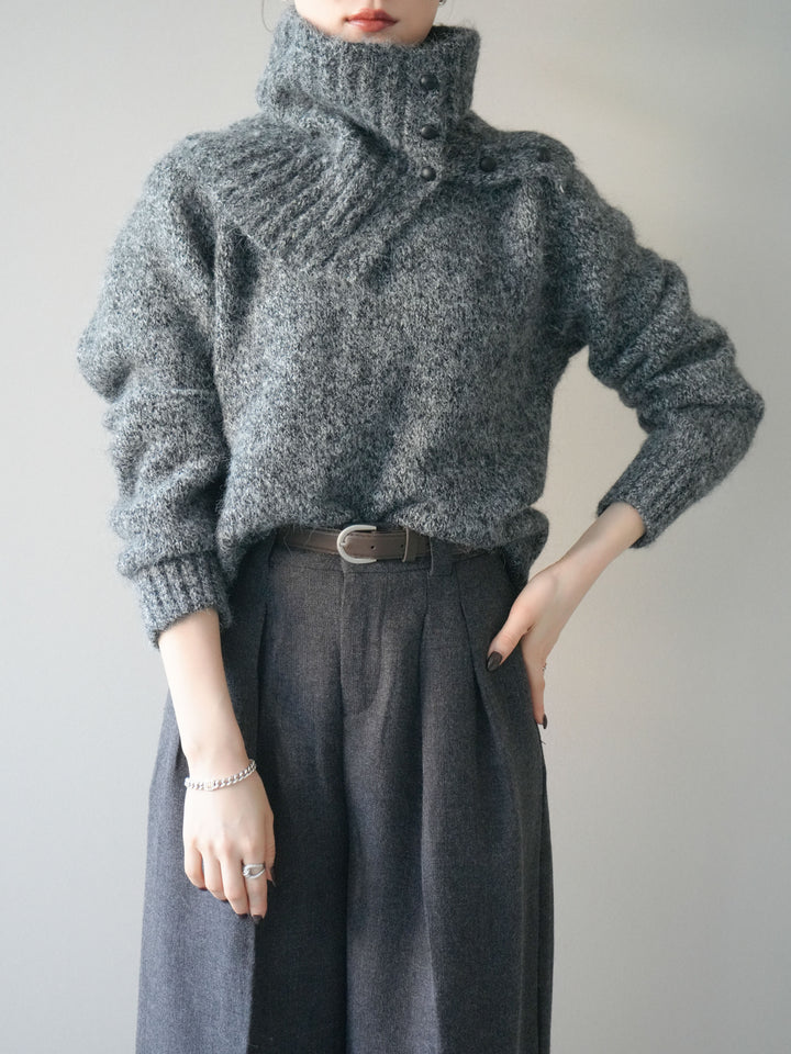 [予約]ネック付MIXニットアンサンブル/gray