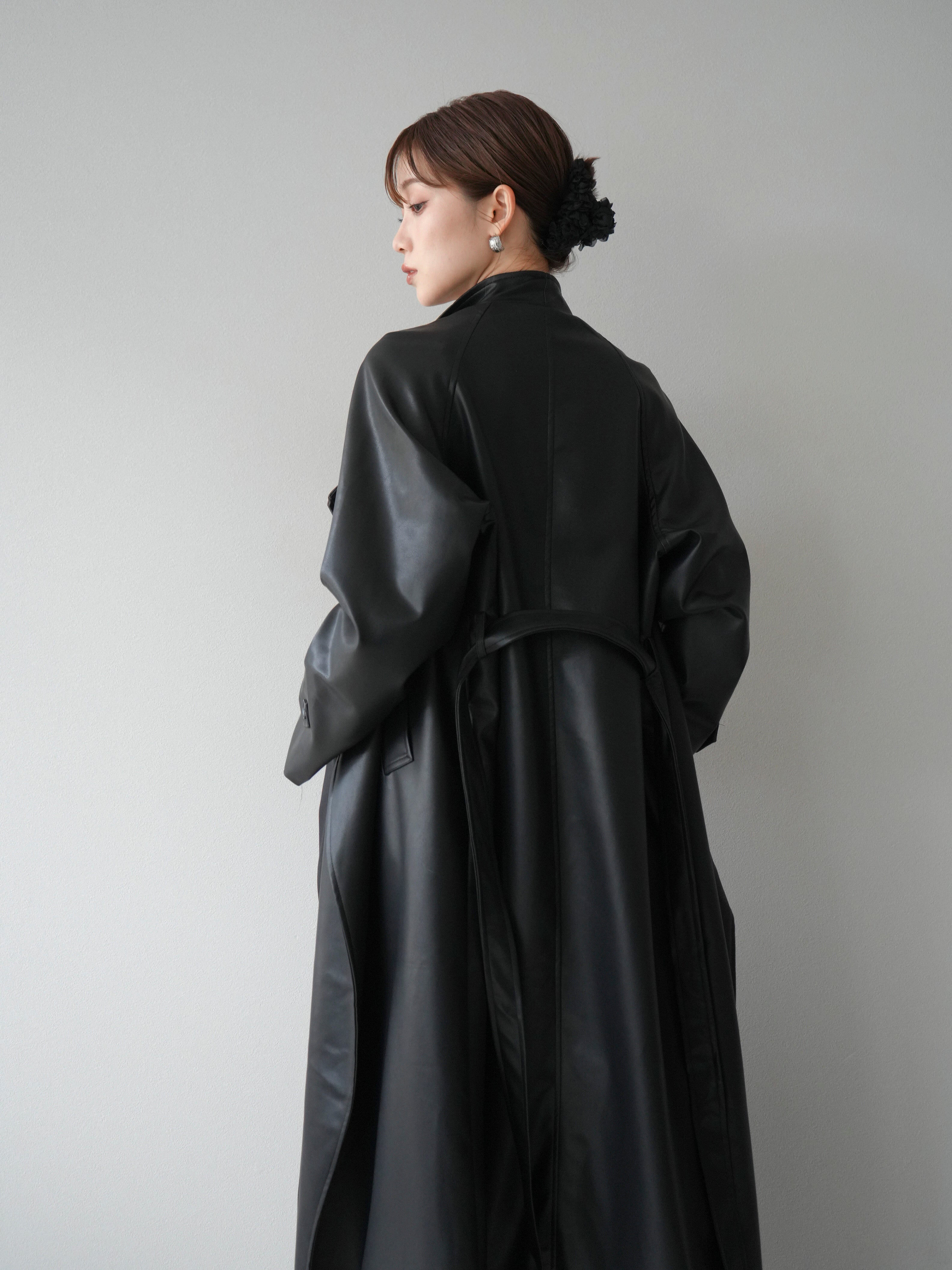 コート レザーコート ロング DEWIN イタリア製 ブラック 予約]BIGカラーレザーロングコート/ブラック – Lumier