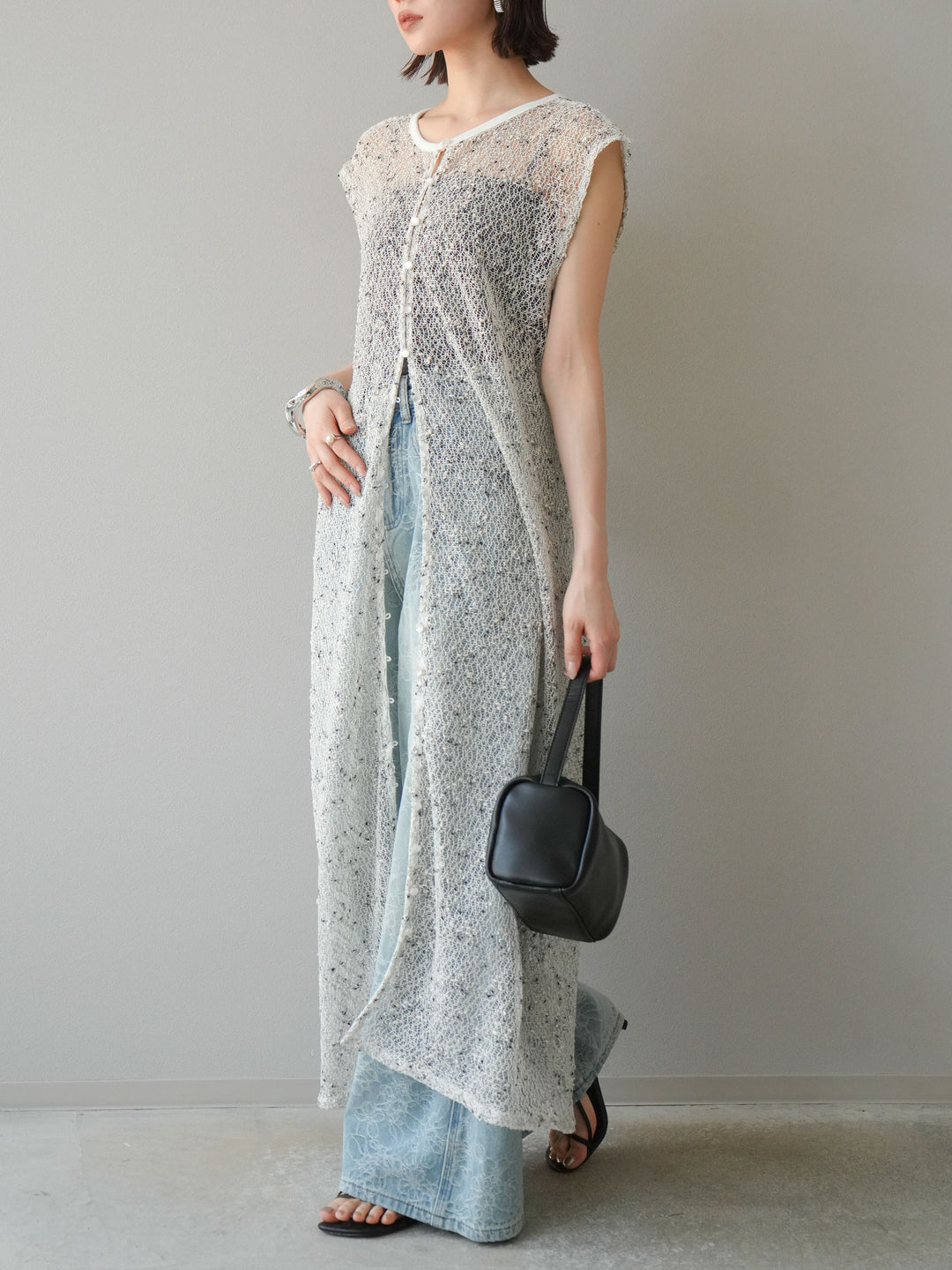 【預購】花提花牛仔寬褲/藍