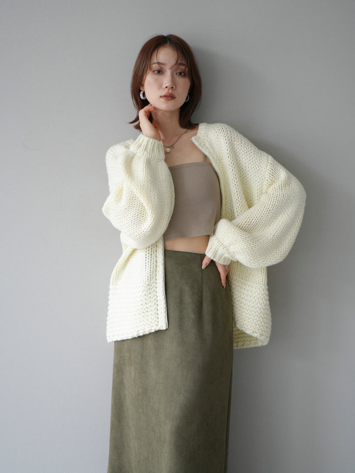 [予約]ロービングケーブルオーバーZIPニットカーディガン/アイボリー