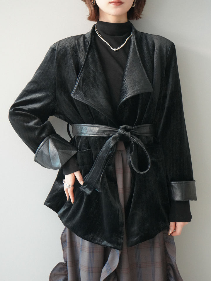 [20%オフ]ベロアガウンジャケット/black