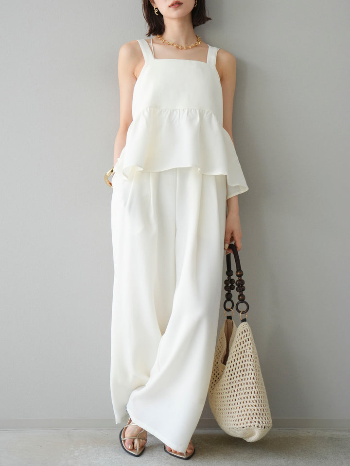 [SET]リネンライクビスチェ+リネンライクイージーワイドパンツ(2set)