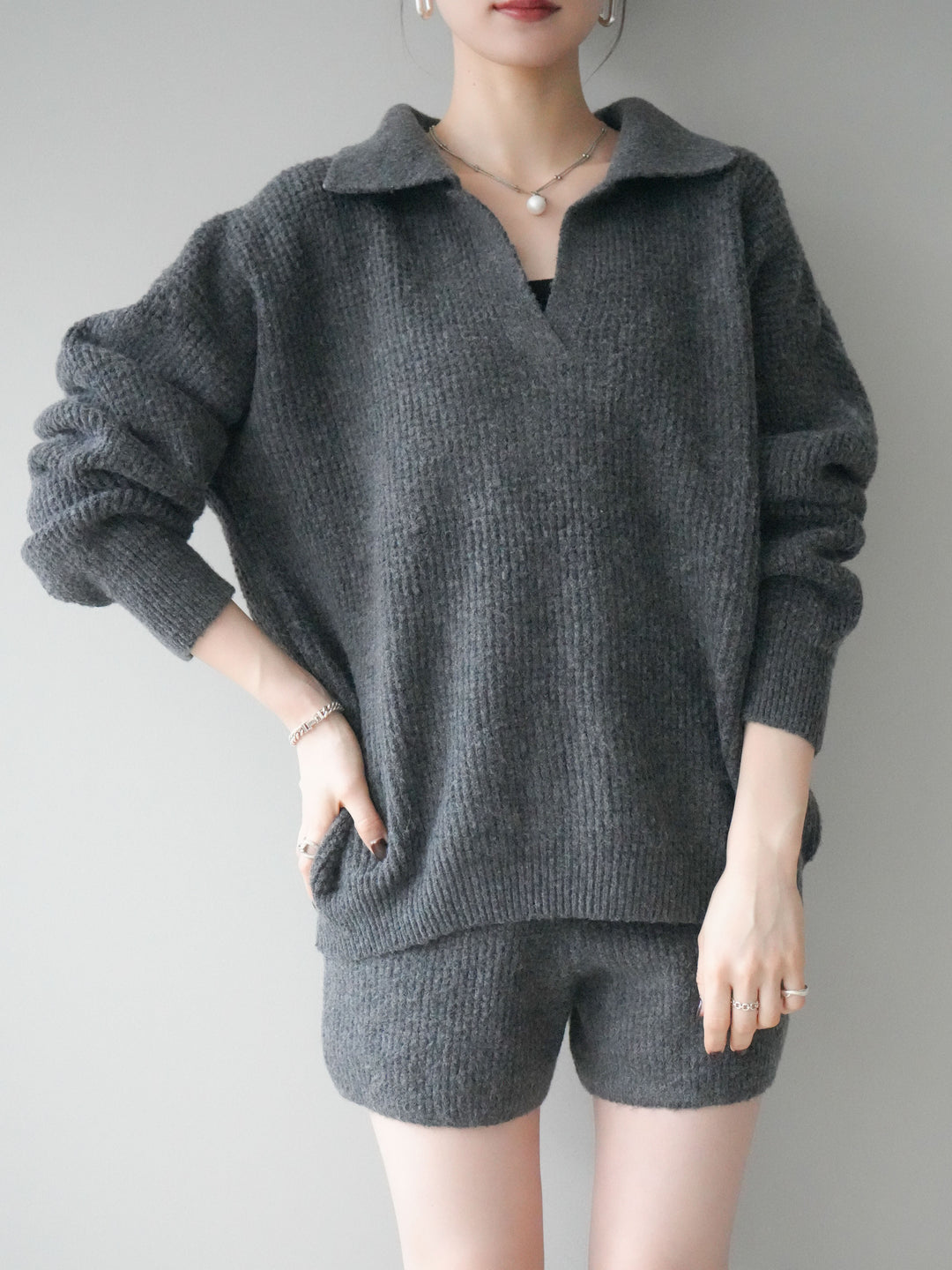 [SET]ポロニットプルオーバー＆ショートパンツSET UP+選べるアクセセット(2set)