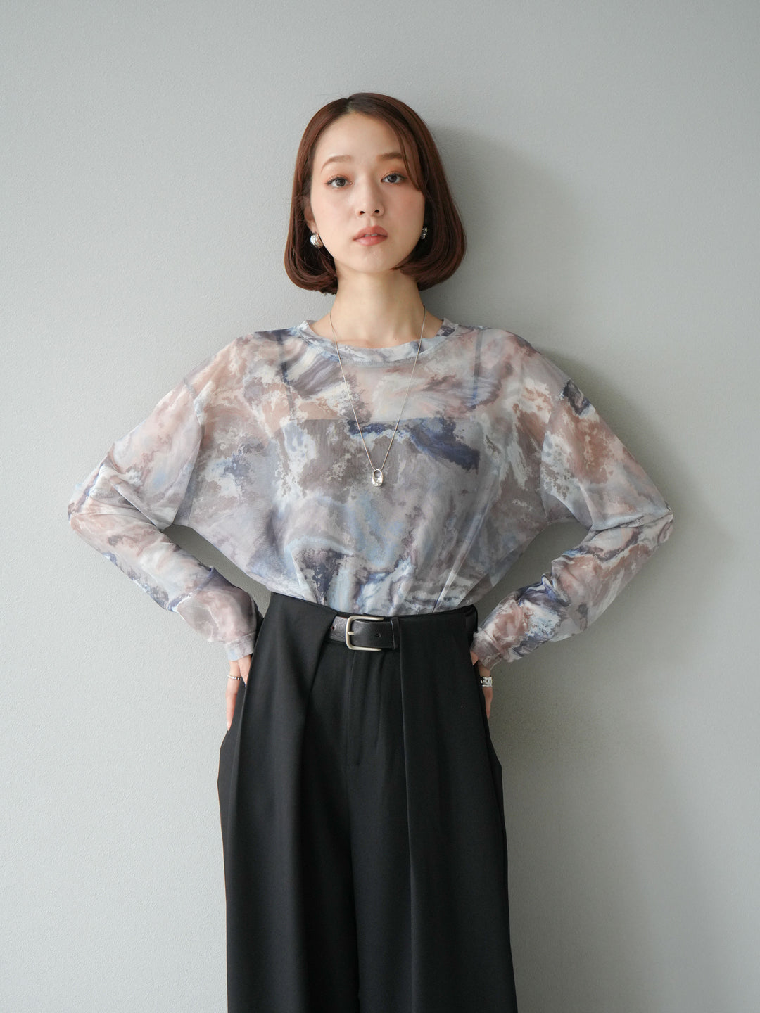 [予約]ニュアンス柄シアートップス/ブルー