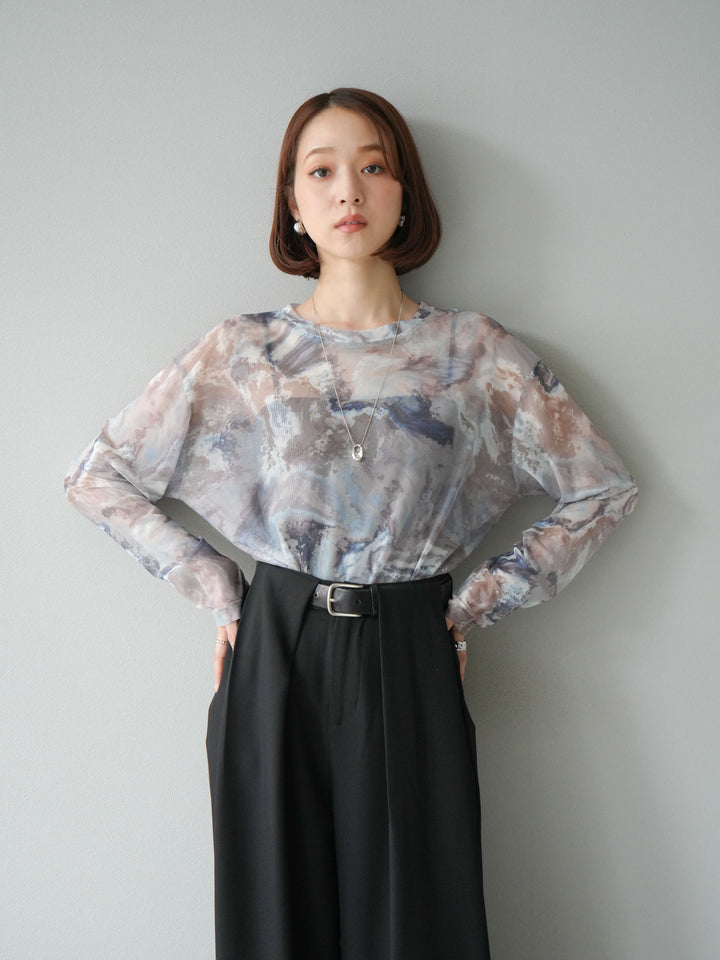 [予約]ニュアンス柄シアートップス/ブルー