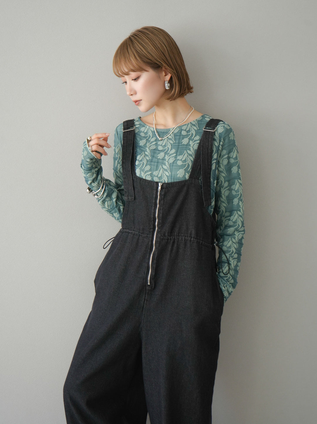 【預購】雙層紗布提花上衣/綠