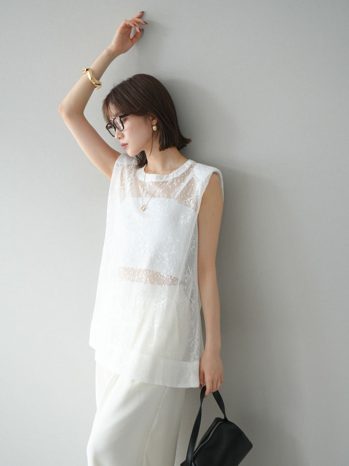 [予約]シャイニーレースプルオーバー/オフホワイト