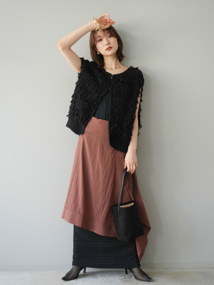 [予約]アシンメトリーレイヤードスカート/ブラウン