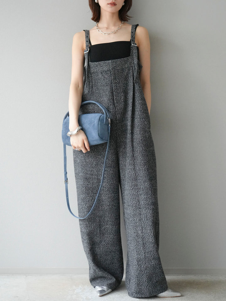 [予約]ツイードベアサロペット/ブラック