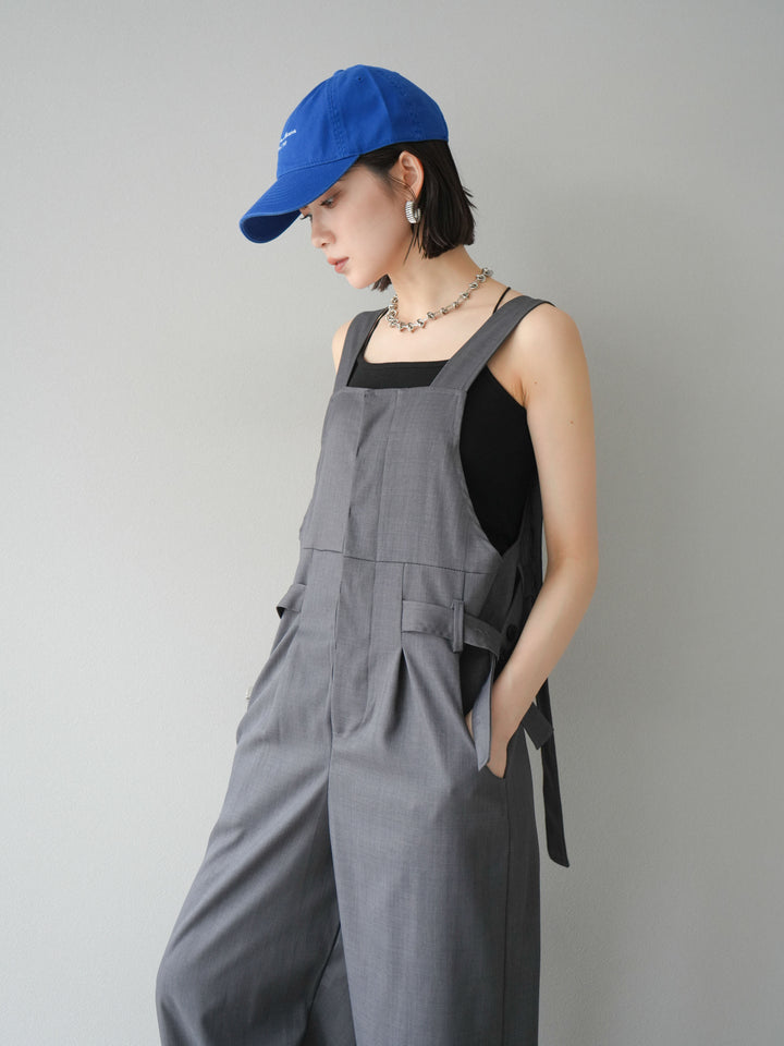 【預購】皮帶設計工裝褲/灰色