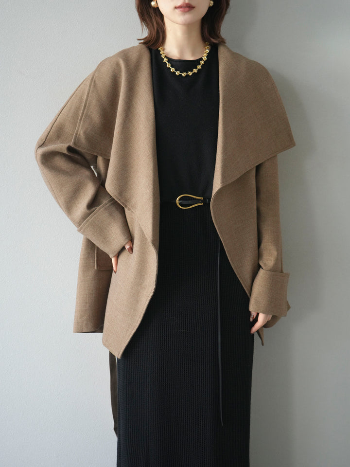 [予約]メッシュ切替ノースリーニットワンピース/black