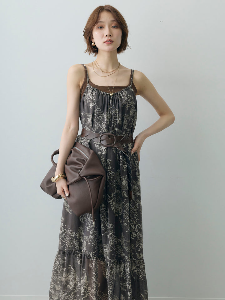 [予約]ペイズリーフレアキャミワンピース/brown