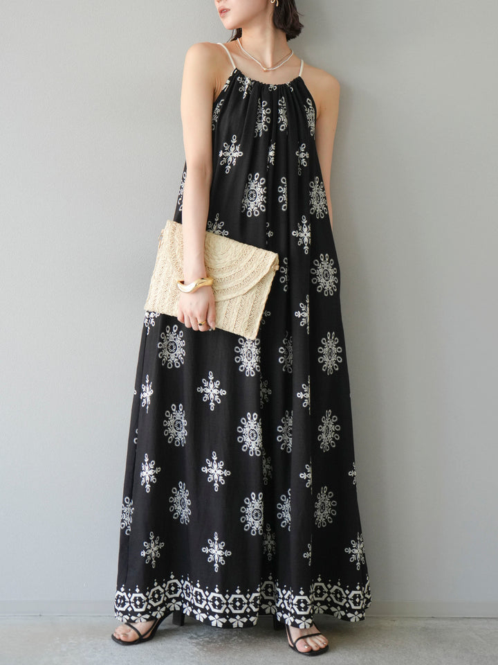 【預購】民族風吊帶洋裝/黑色
