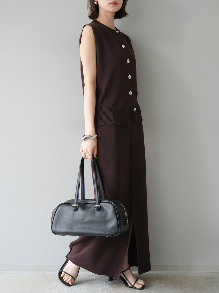 [予約]レーヨンポリIラインニットスカート/ブラウン