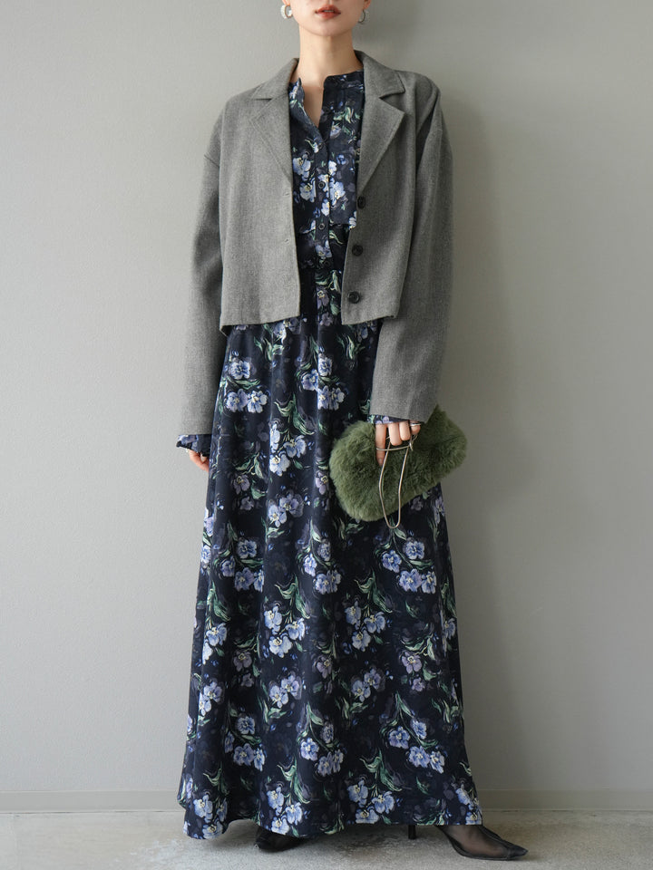 [予約]ツイードショートジャケット/グレー