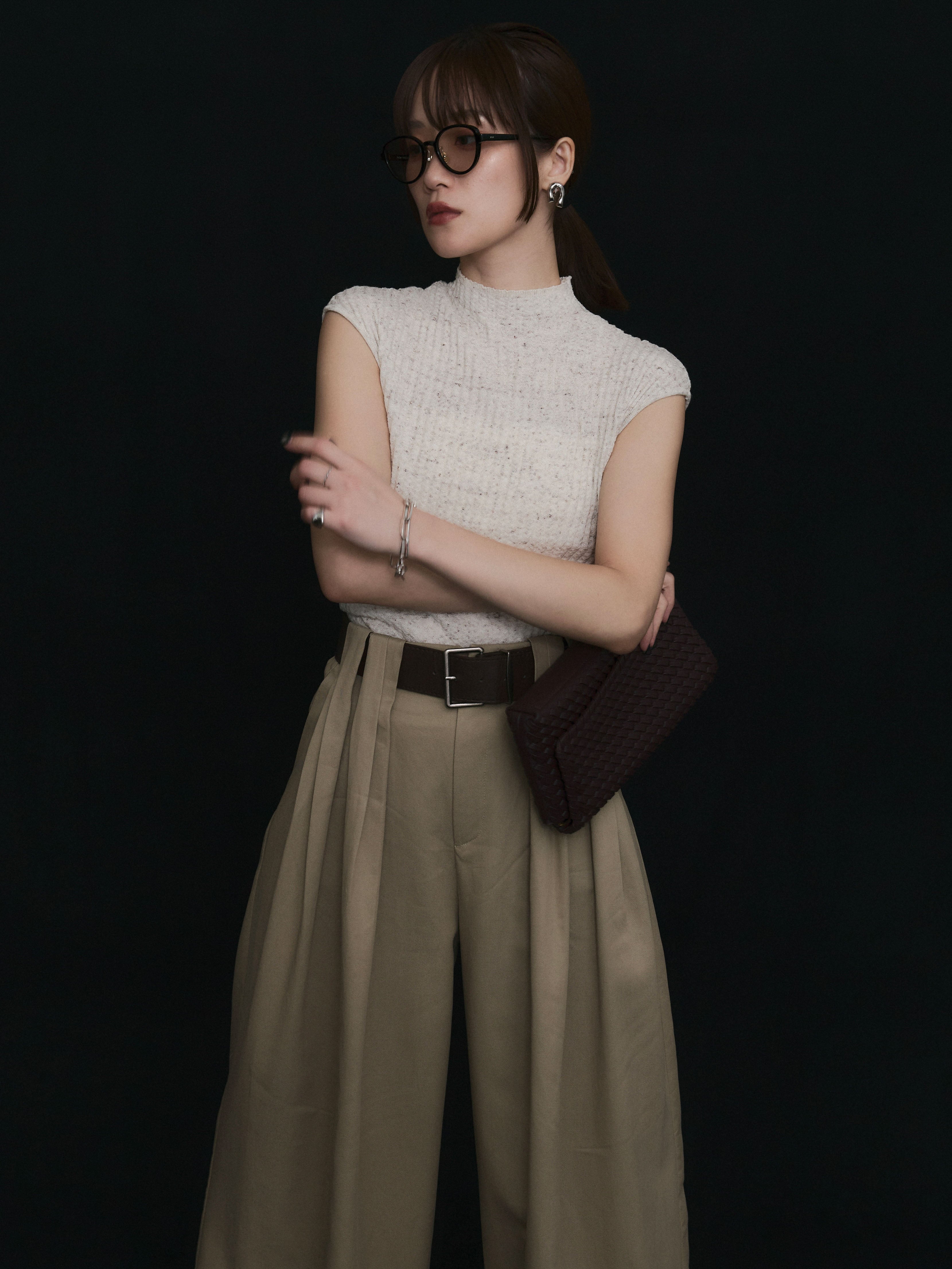 Allure】[SET]ミックスヤーンデザインリブフレンチスリーブ