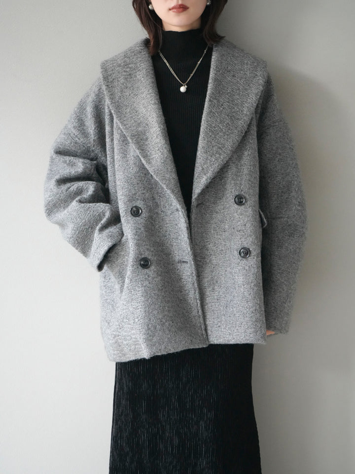 [予約]ロービング襟付きミドルコクーンコート/charcoal