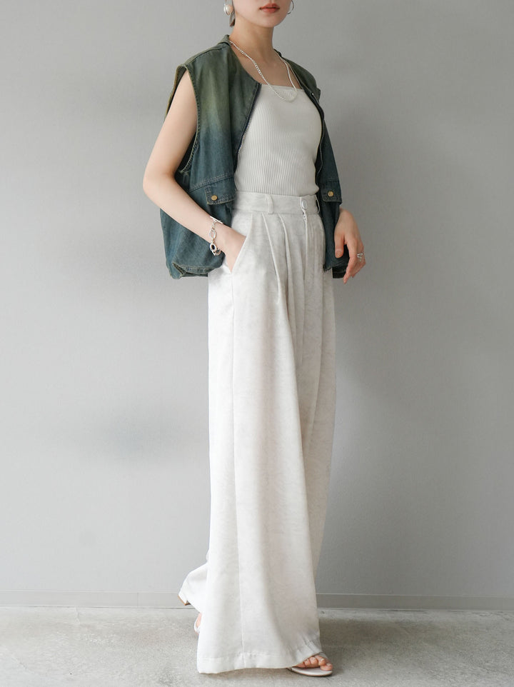 [Pre-order] 2-tuck nuanced satin wide pants/ivory