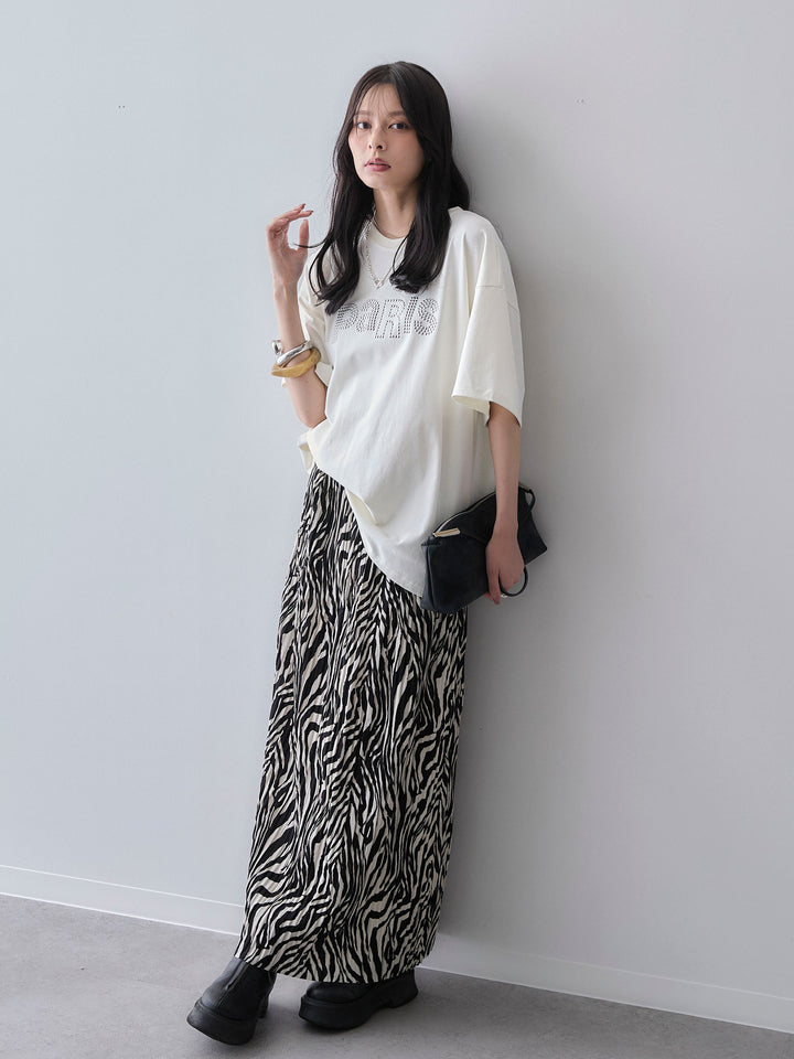 [SET]スタッズロゴTEE+プリントプリーツスカート(2set)