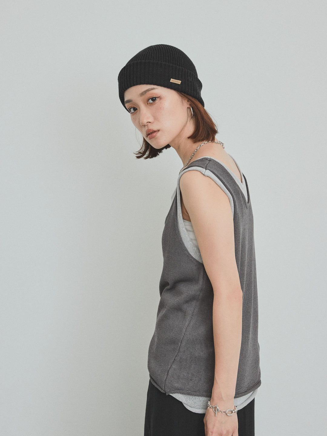 [SET]バイカラーレイヤードニットタンクトップ+バイカラーレイヤードニットタンクトップ(2set)