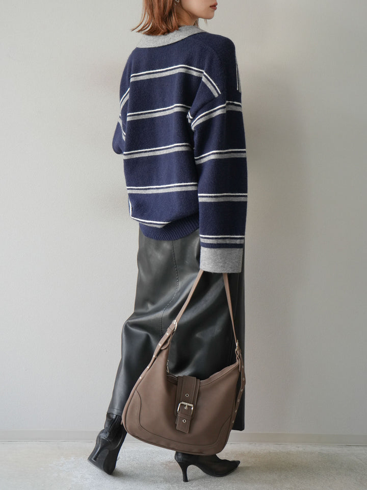 [予約]フェイクレザーZIPタイトスカート/ブラック