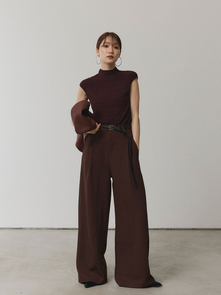 【Allure】[SET]ミックスヤーンデザインリブフレンチスリーブニット+ミックスヤーンデザインリブフレンチスリーブニット(2set)