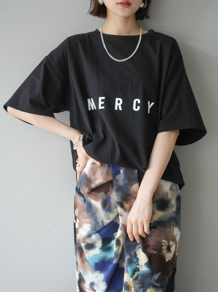 [予約]'MERCY'プリントビッグTシャツ/ブラック