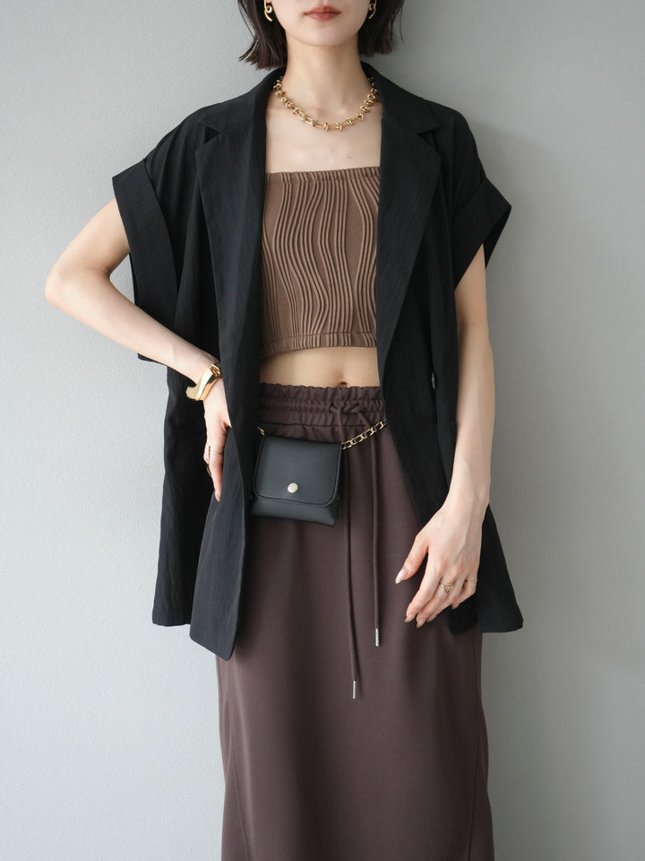 [SET]リネンライクノースリーブダブルジレ+リネンライクノースリーブダブルジレ(2set)