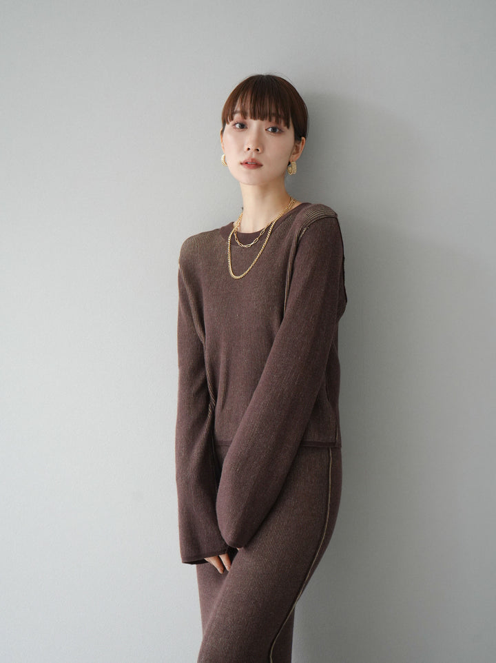 [套裝] 雙面配色羅紋針織套頭衫 + 可選飾品套裝（2 套）