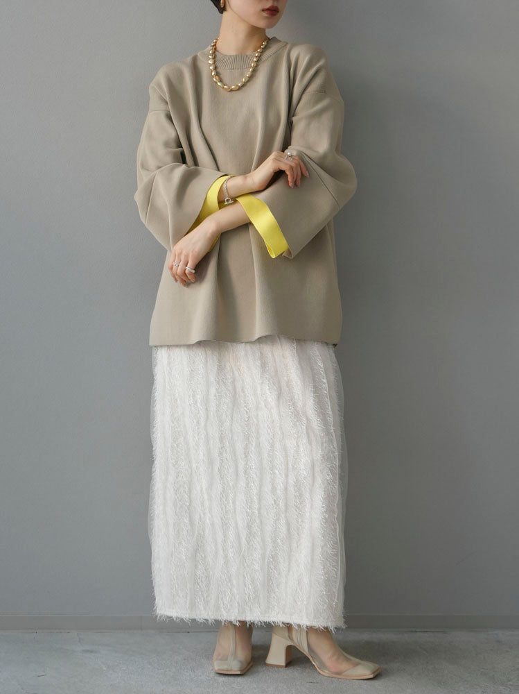 【預訂】流蘇薄紗裙/象牙色