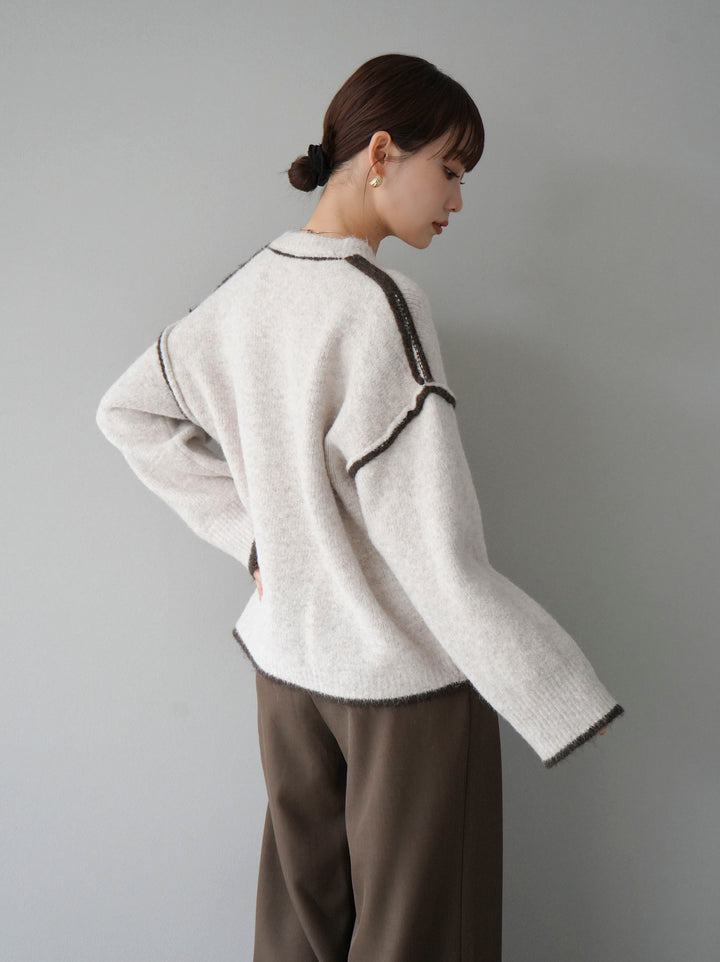 [預訂] 色彩協調針織套頭衫/象牙色