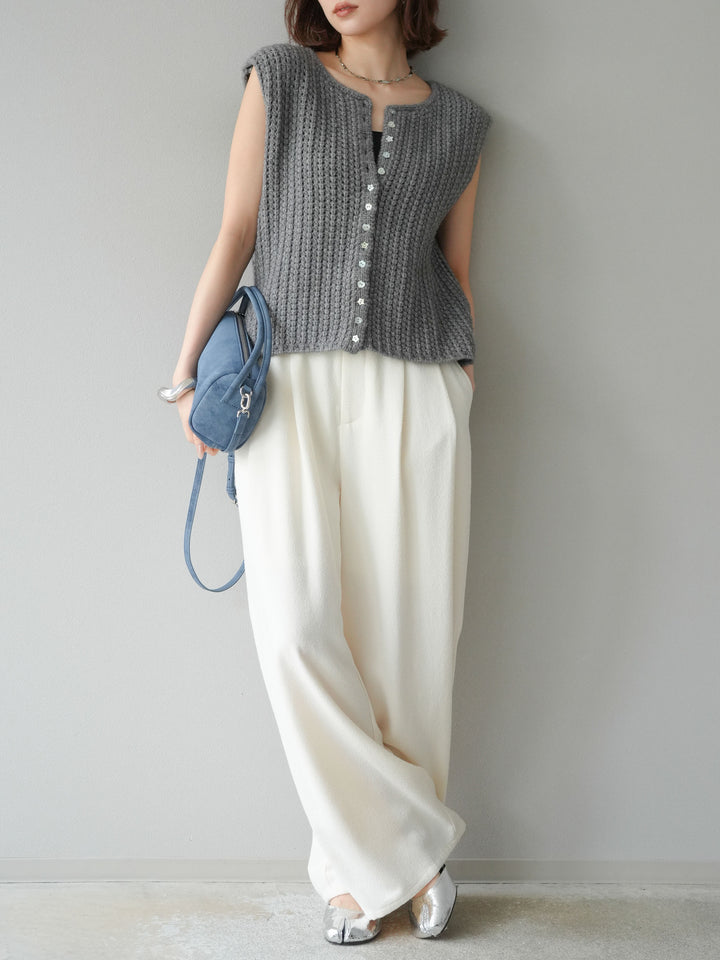 [予約]ランダムボタンニットベスト/チャコール