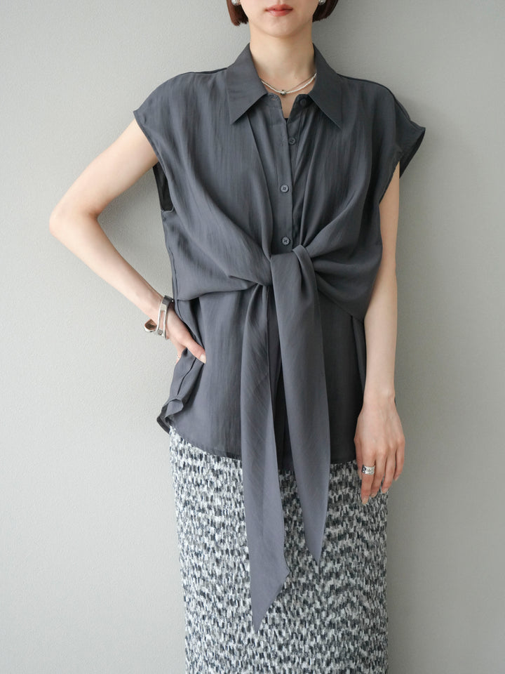 [SET]フロントタイシアーブラウス+マルチカラーランダムプリーツタイトスカート(2set)