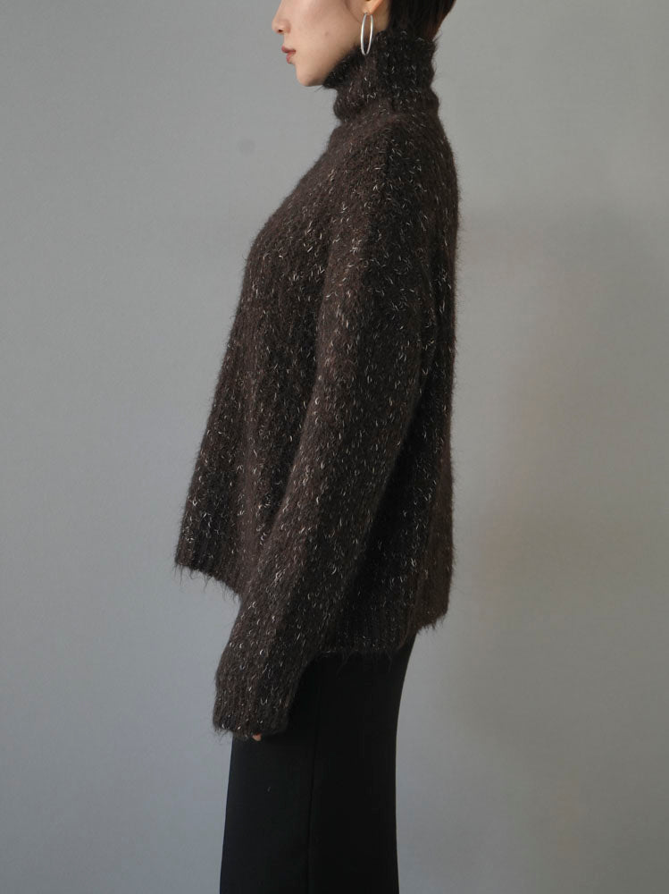 [Pre-order] Mixed yarn high neck knit pullover/brown