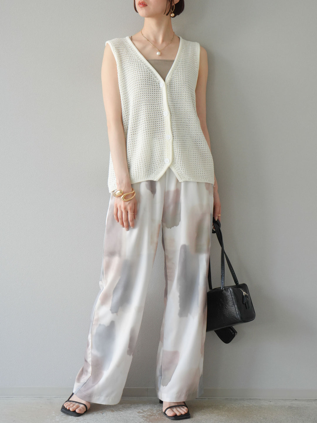 【預購】華夫格針織背心/象牙白