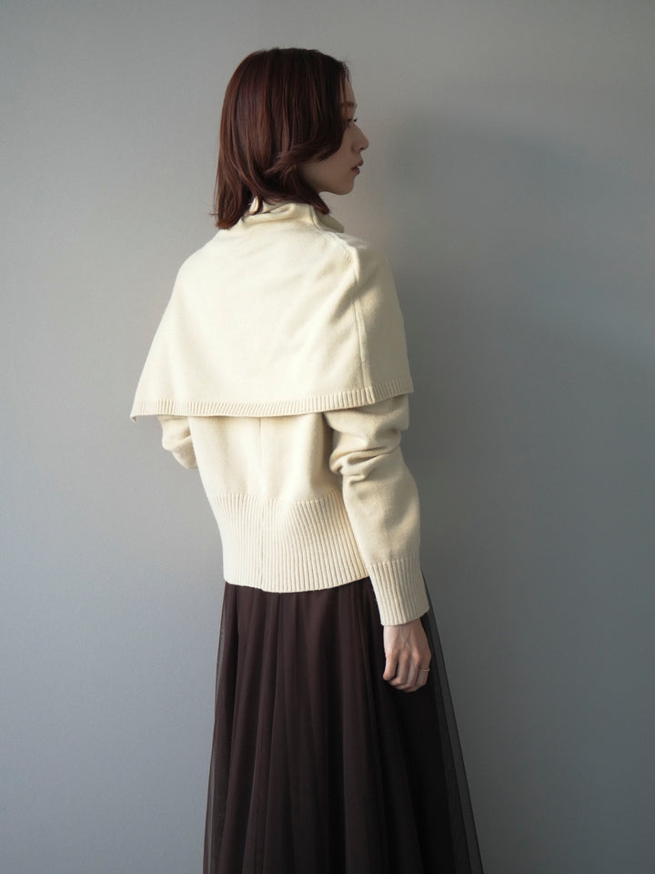 [予約]フロントスリットネックアンサンブルニット/ivory