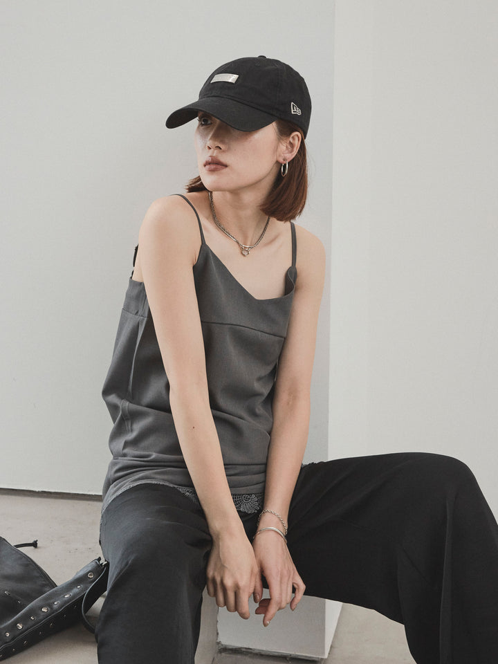 [SET]裾レース切替キャミミニワンピース+サテンイージーパンツ(2set)