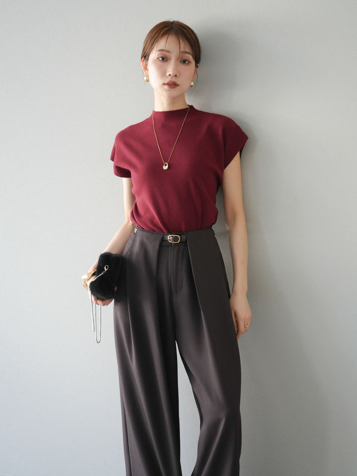 [予約]プチネックフレンチニットトップス/レッド