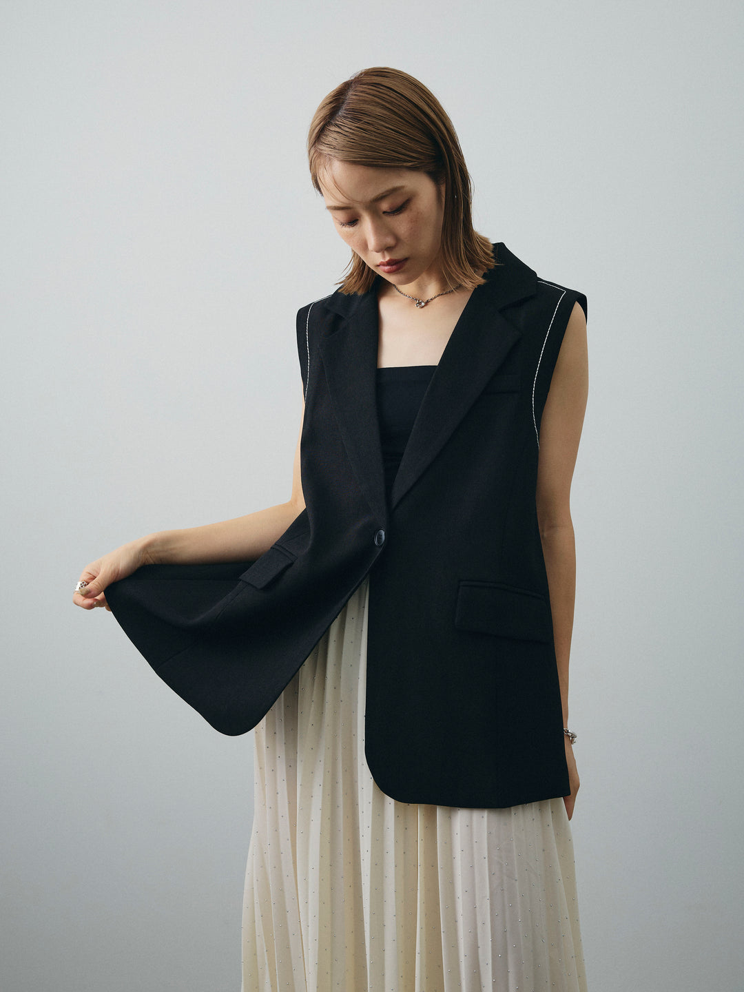 [SET]ステッチデザインベスト+ステッチデザインベスト(2set)