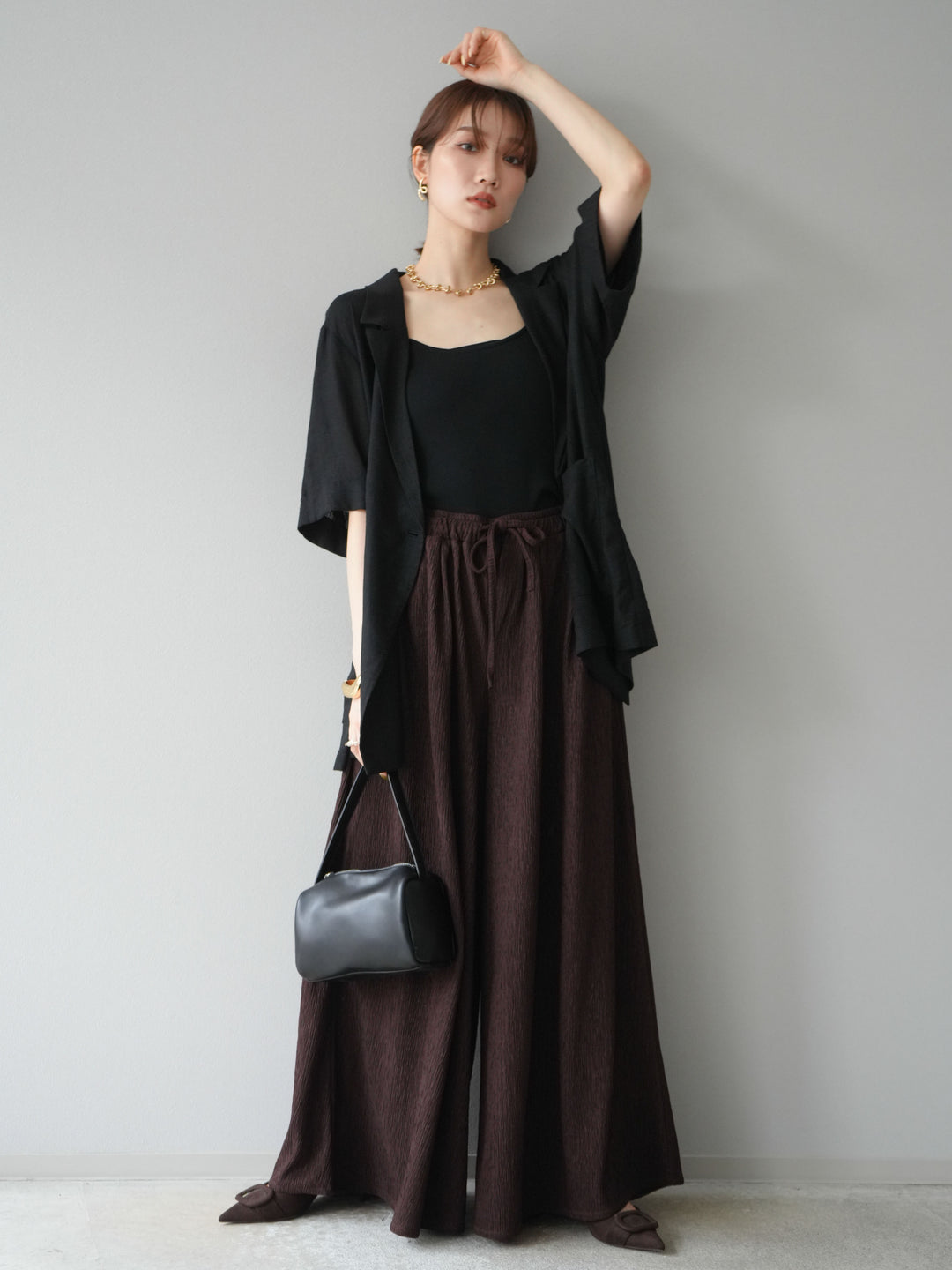 [予約]楊柳バギーパンツ/ブラウン