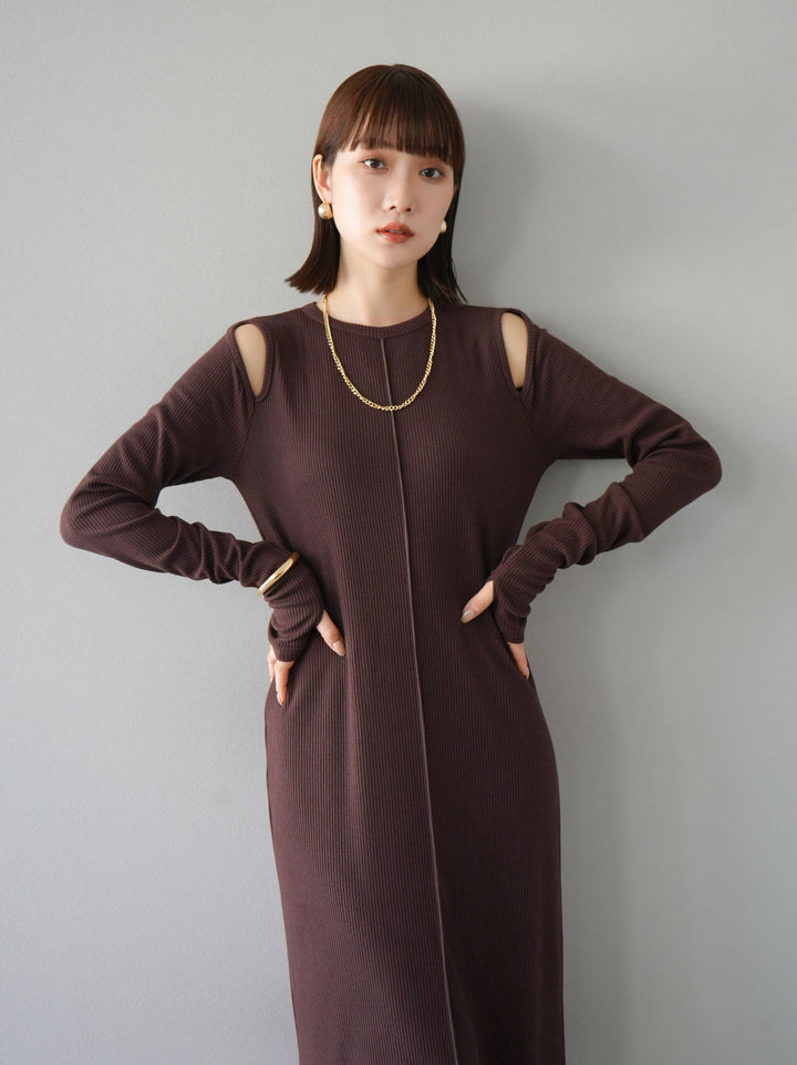 [SET] 鏤空羅紋長袖洋裝+可選配件套裝（2套）