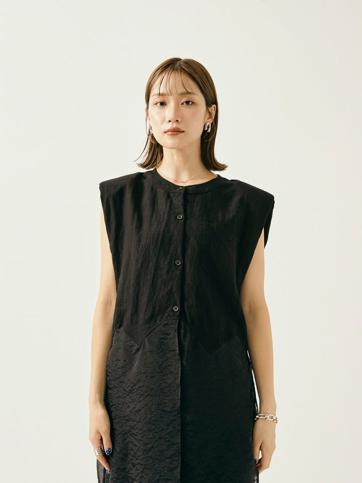 [SET]オーガンジーヘムブラウス＆ワイドパンツSET UP(2set)