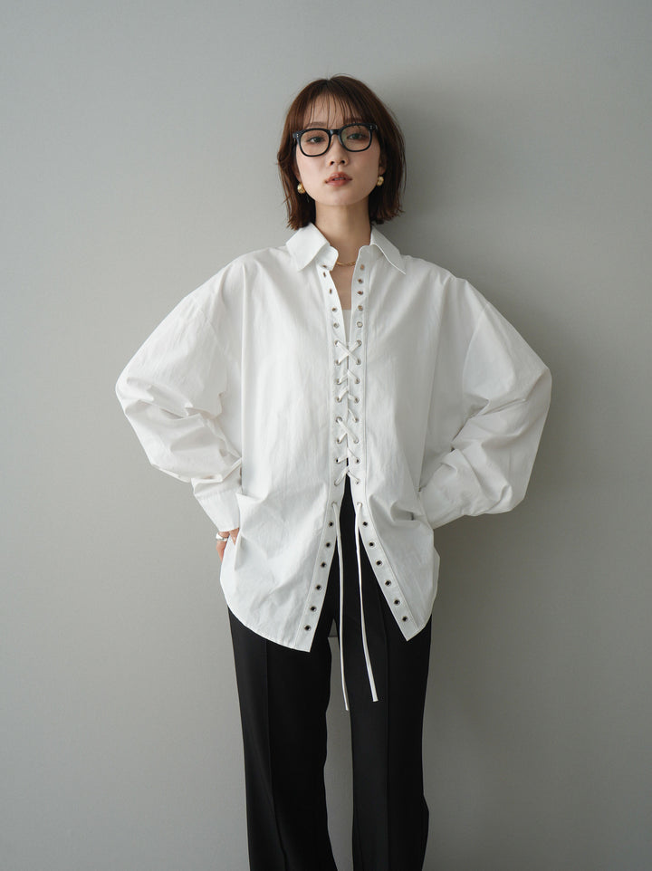 [SET]レースアップブロードシャツ+選べるアクセセット(2set)