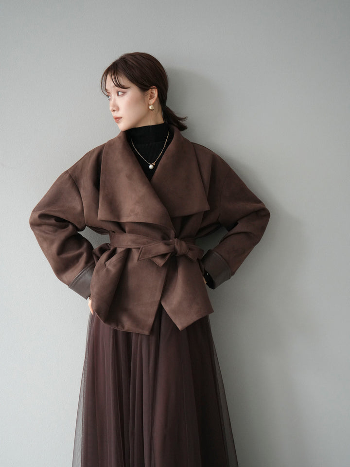 [予約]スウェードショートガウン/ブラウン