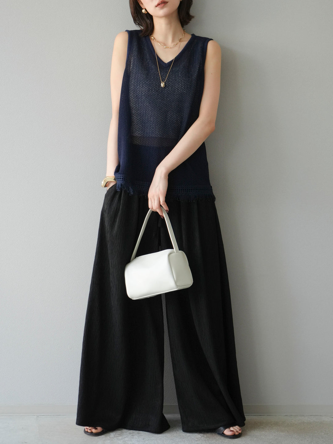 [SET] 柳條寬鬆褲 + 柳條寬鬆褲 (2set)